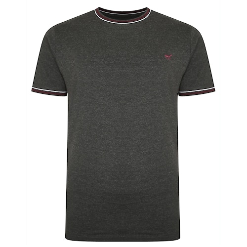 Bigdude T-Shirt mit Kontraststreifen Grau